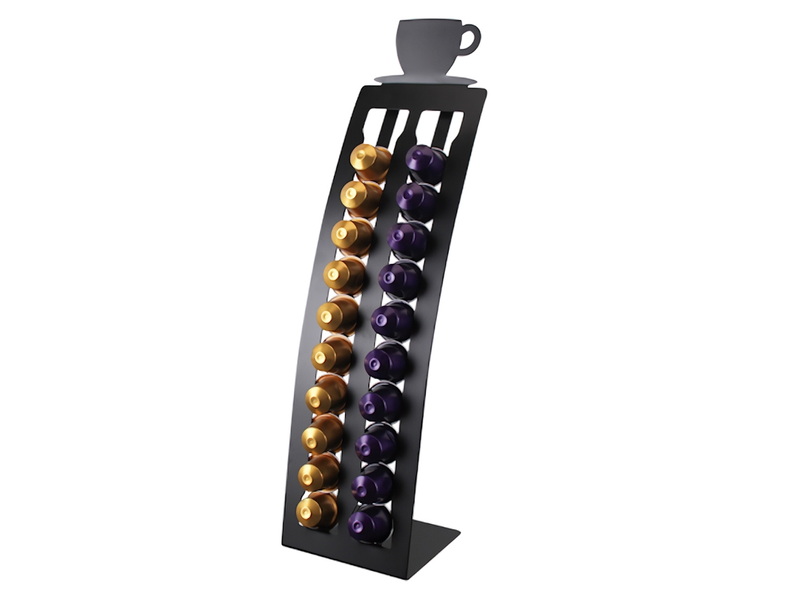 Soporte Vertical Para 20 Cápsulas Nespresso Klack - Organizador Metálico, Diseño En Torre Con Base Antideslizante