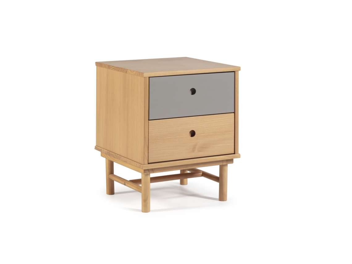 Mesita de Noche Magnus 2 cajones, Madera Maciza