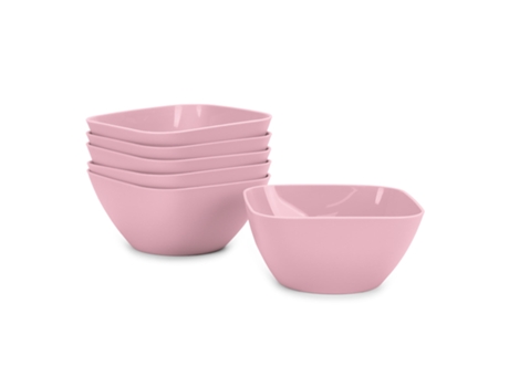 PLASTIC FORTE Juego de 6 Bolas Cuadradas de 0,68L Reutilizables. Fiestas ideales. rosa
