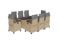 Maison Exclusive - Set Comedor De Jardín 9 Pzas Con Cojines Ratán Sintético Beige