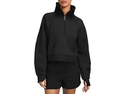 2026-sudadera Con Forro Polar Para Mujeres Ilwhe, Manga Larga Con Agujeros Para Pulgares Y Cierre Zip 1/2