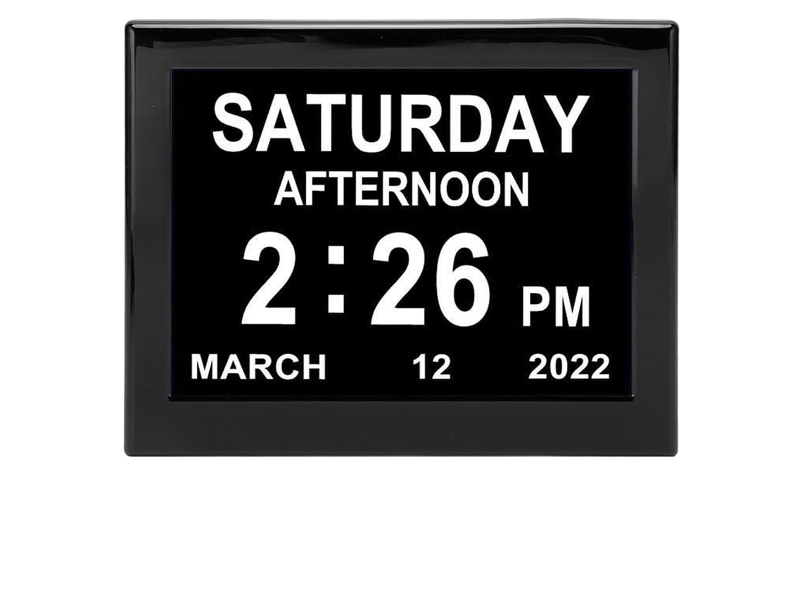 Reloj Digital De 8 Pulgadas Con Calendario Diario, 3 Recordatorios De Medicación Y 12 Alarmas (enchufe Europeo).