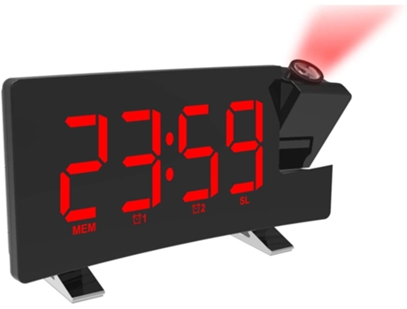 Radio con Proyección de Techo Co-Phénix Led Usb Reloj con Temperatura y Hora Rojo Negro