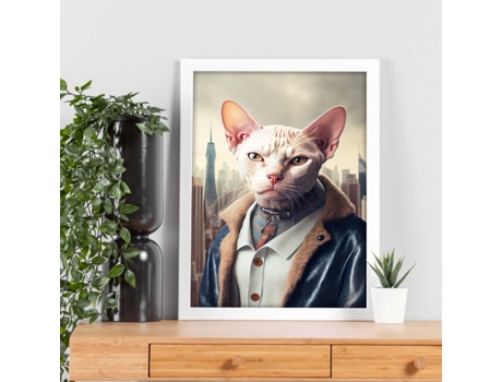 NACNIC Lámina Gato Colorpoint Dependiente En Estilo Fotografía A Todo Color Divertidas Ilustraciones Realistas De Animales Con Ropa Humana