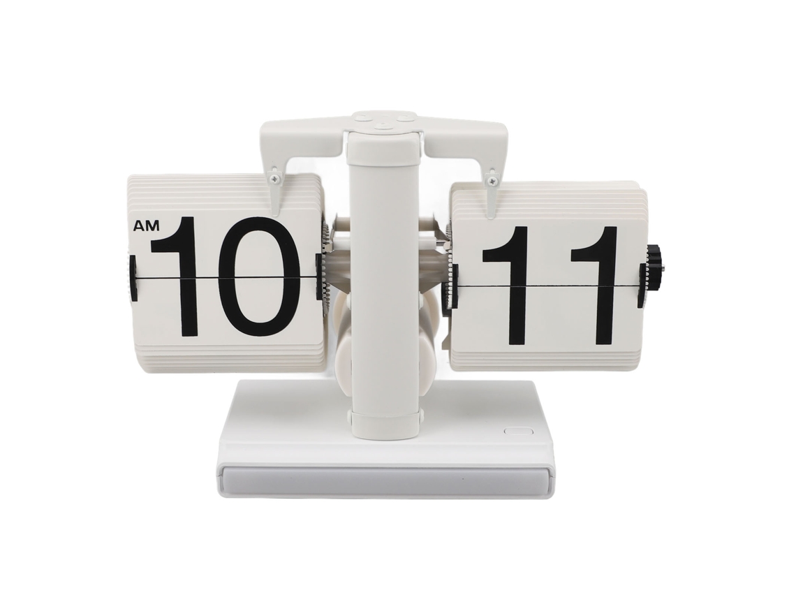 2026 Store-reloj De Mesa Retro Digital Con Volteo Automático, Luz Ambiental Led, Funciona Con Pilas, Decoración Hogar Oficina Blanco