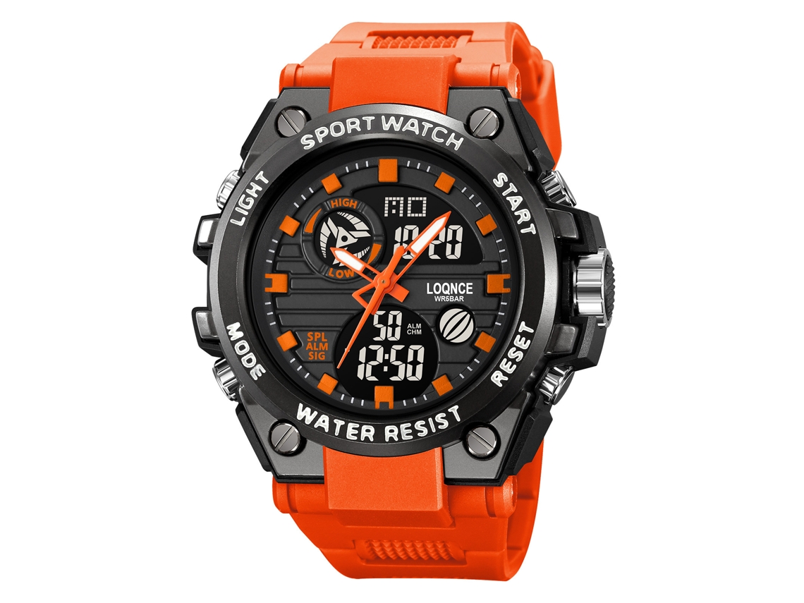 Reloj Electrónico Multifuncional Impermeable De Doble Pantalla, Moderno Y Elegante Para Estudiantes (naranja)