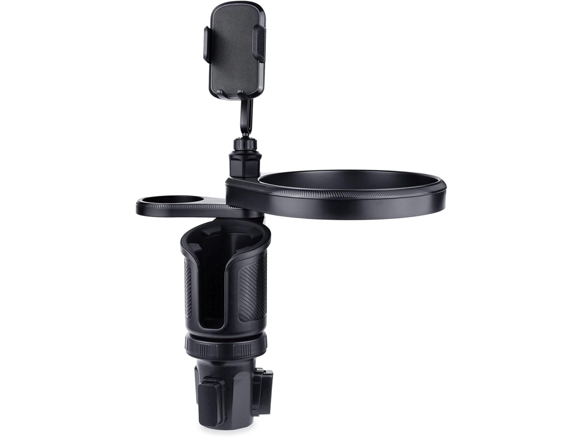 Bandeja de viaje para coche, portavasos, extensible con soporte para teléfono móvil Jortmrd