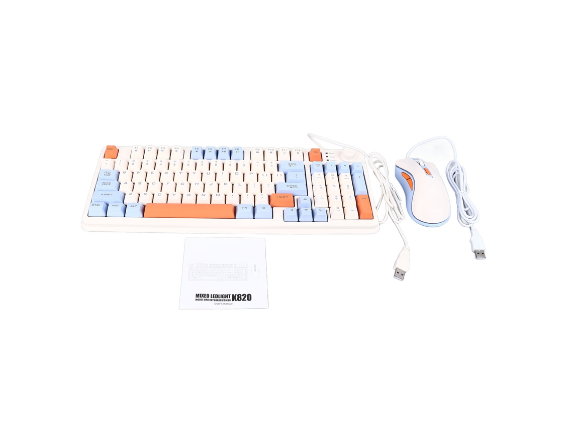 Baoj-2026teclado E Mouse Combo De Jogos Mecânico Usb Com Fio Ergonômico Para Computador Cor Azul Lago
