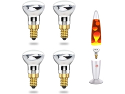 Bombilla Incandescente Lava De 25 W, Casquillo E14 R39, Luz Blanca Cálida 2400-2600 K, 4 Unidades, Clase Energética A++.