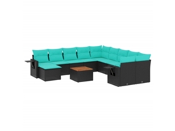 Maison Exclusive - Conjunto De Sofá De Jardín De 12 Piezas Con Cojines, De Poliratán Negro