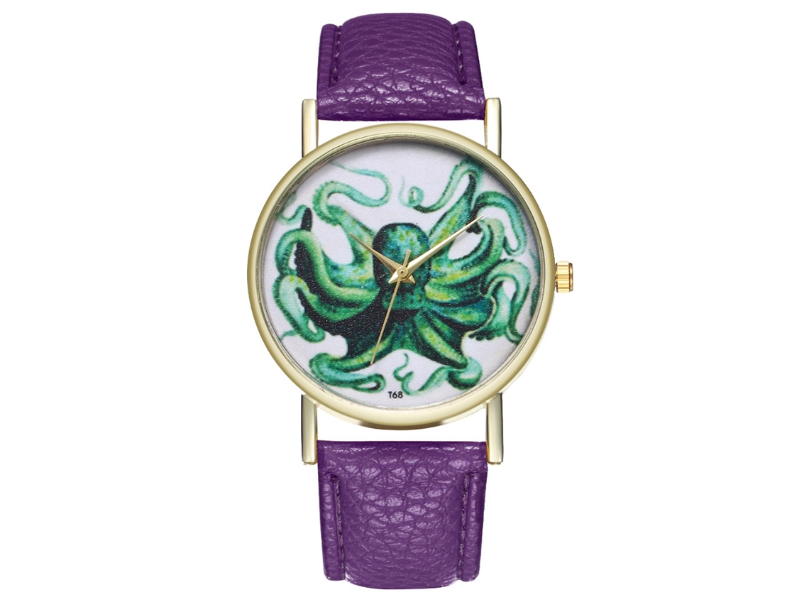 Reloj De Pulsera De Cuarzo Con Correa De Cuero Pu Zhoulianfa Estilo Moda (morado) Unisex
