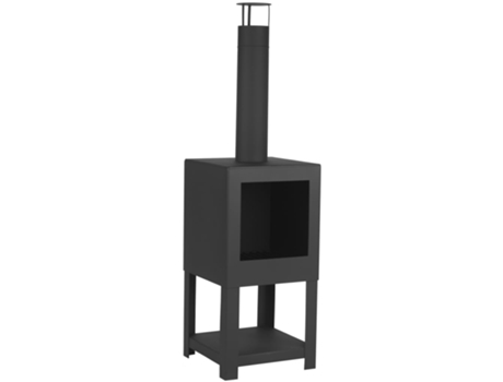 Esschert Design Chimenea exterior con sitio para leña negro FF410