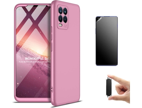 Kit Carcasa, Protector Y Soporte Realme 8 Pro 4G Ultimatte Slim Armor 360º Rosa