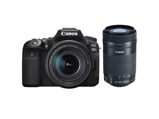 Kit Cámara Réflex CANON 90D EF-S 18-135mm F3.5-5.6 IS USM + EF-S 55-250MM F4-5.6 IS STM