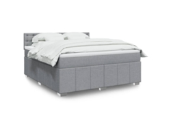 Cama Box Spring Con Colchón Tela Gris Claro 180x200 Cm