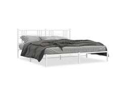 Maison Exclusive - Estructura Cama Sin Colchón Con Cabecero Metal Blanco 193x203cm