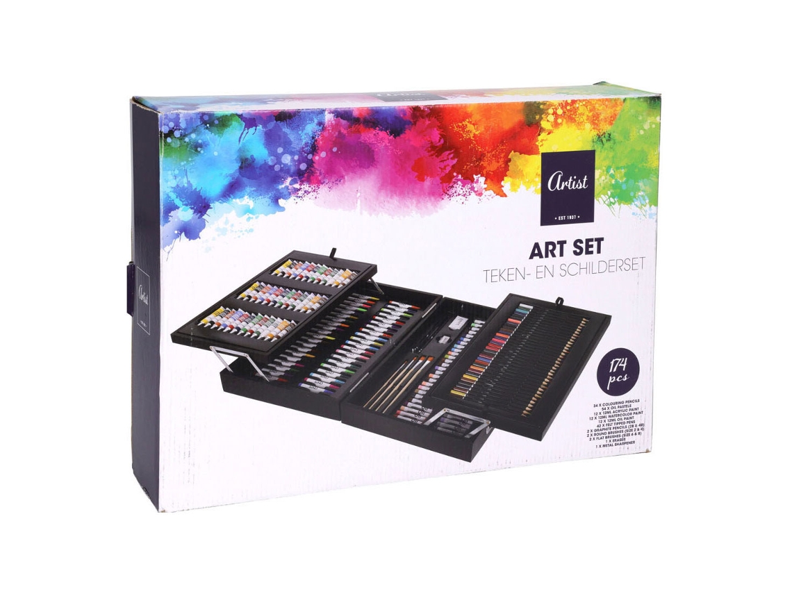 Artist Set de pintura de 174 piezas en caja de madera