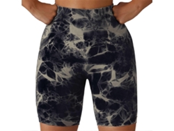 Pantalones cortos de yoga de cintura alta, elásticos, sin costuras y con efecto tie-dye para mujer, ideales para deportes, running y fitness - Rosewell