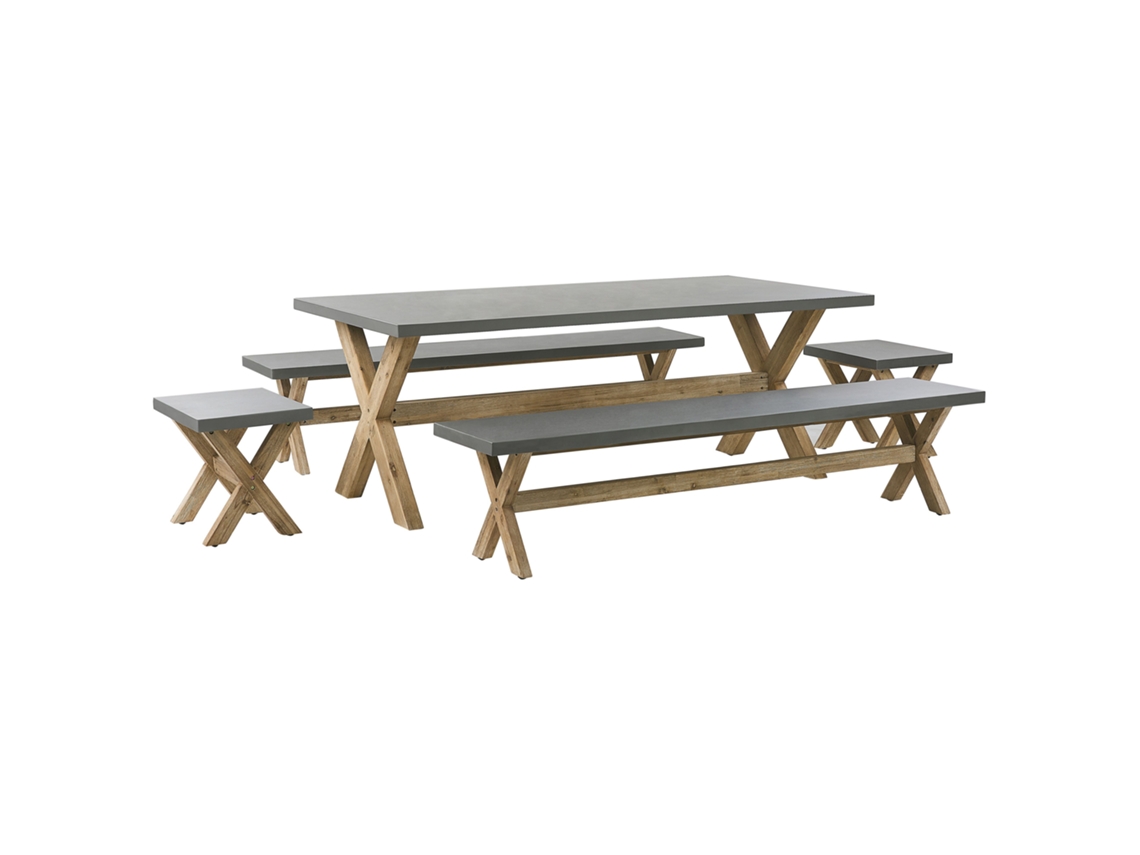 Conjunto de Jardín BELIANI Olbia 213944 (Gris - Fibrocemento -100x200x75 cm)