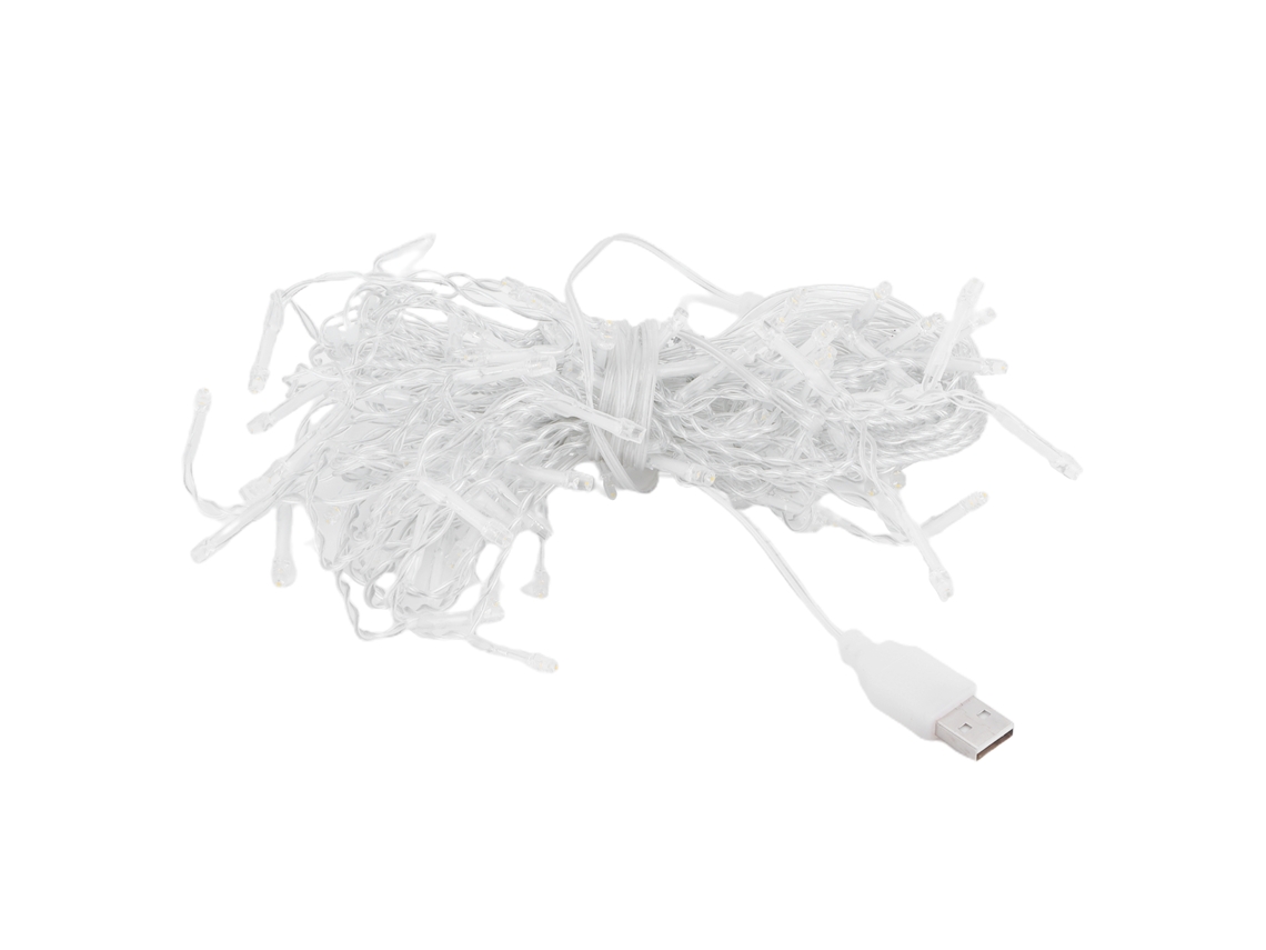 Guirnalda de luces LED USB de 2026 con 96 LED para decoración de fiestas y hogares. Luz cálida.