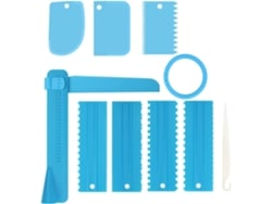 Conjunto De Raspadores De Massa De Bolo (9 Conjuntos) - Incluindo Raspador, Espátula, Copo Medidor - Azul