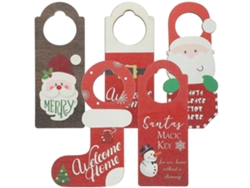 Juego de 5 adornos navideños para manijas de puerta, colgantes de madera. Hengjian