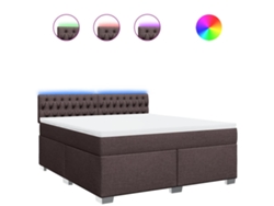 Maison Exclusive - Cama Box Spring Con Colchón Tela Marrón Oscuro 180x200 Cm