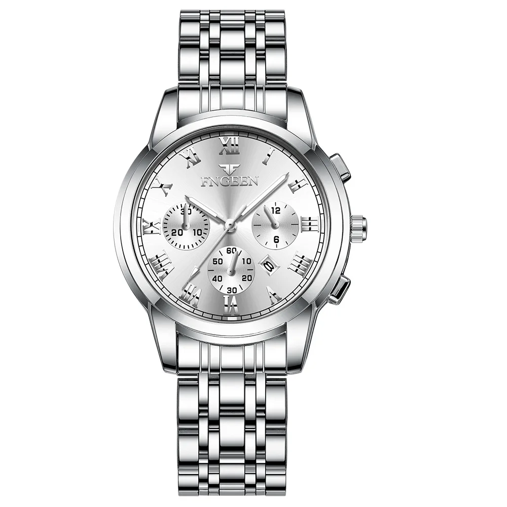 Reloj De Cuarzo De Lujo Para Mujer (totalmente Plateado), Caja De Acero Inoxidable, Luminoso E Impermeable.