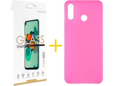 Kit Funda + Protector de Pantalla Huawei P Smart 2019 SKYHE Liso 2 Rosa
