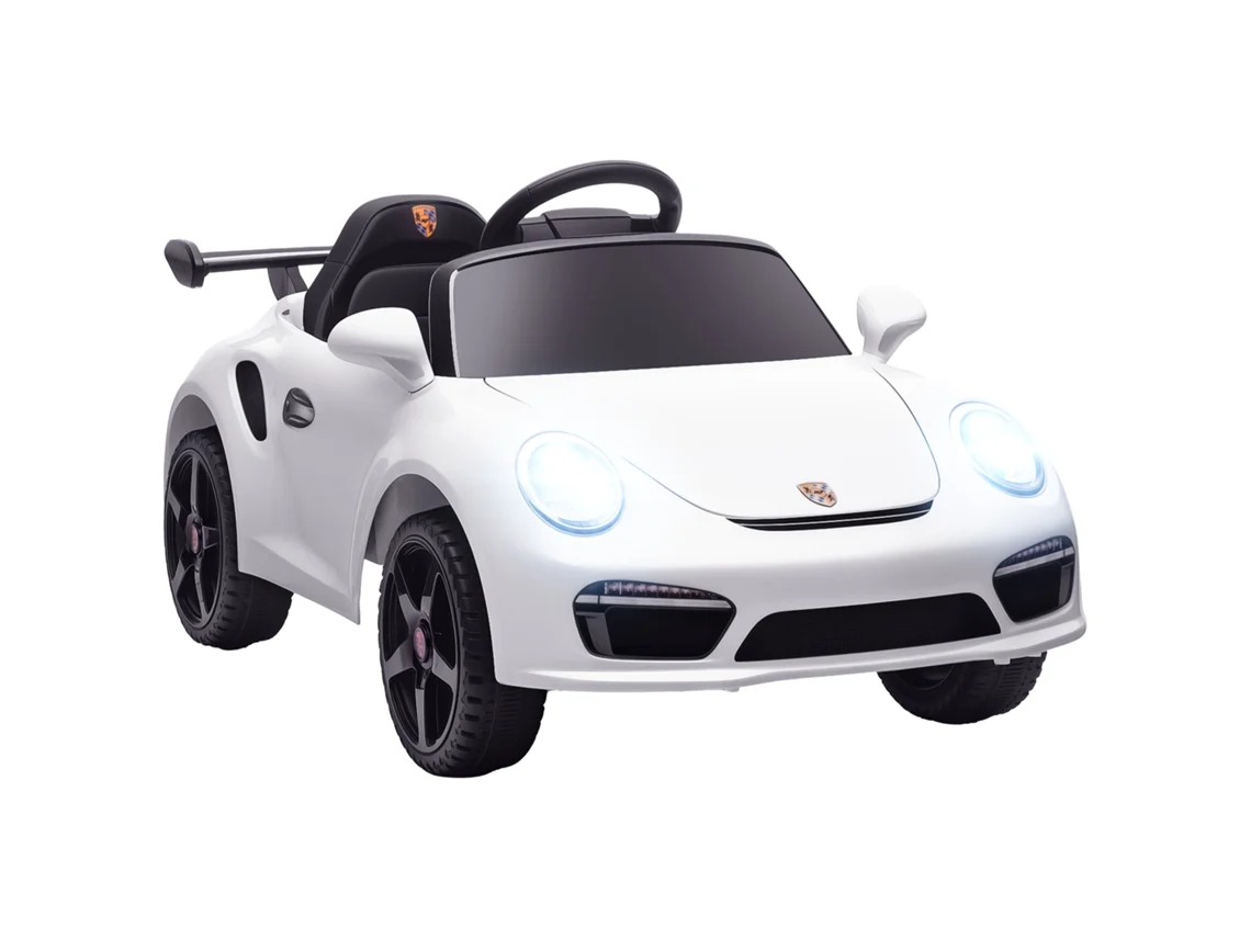 Coche Eléctrico Infantil Ruf Ctr 3 De 12 V Con Mando A Distancia Y Doble Motor, Color Blanco.