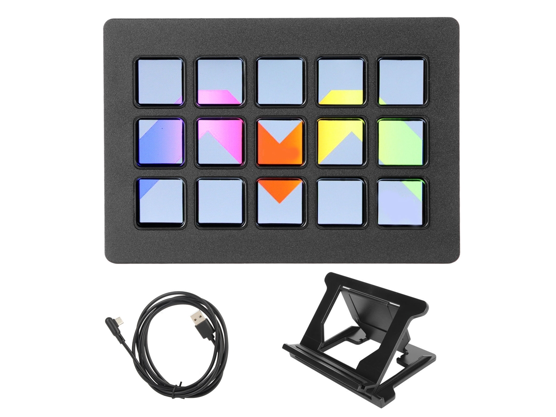 Teclado Macro Personalizable Con Pantalla Lcd, 15 Teclas Para Acciones En Aplicaciones, Software, Obs, Twitch Y Youtube.