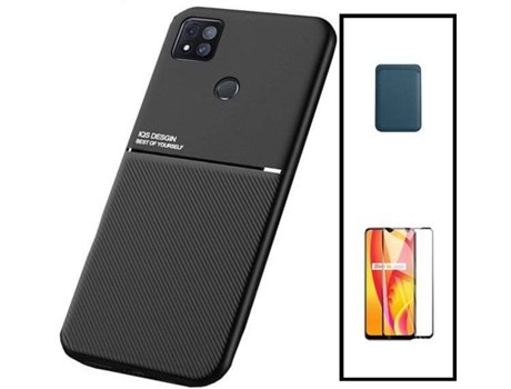 Kit Funda Magnetic Lux, Magnetic Wallet Azul y 5D Full Cover Xiaomi Redmi 9 Activ PHONECARE Negro