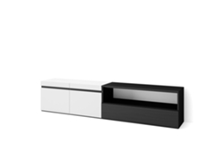 Mueble TV Televisión 200x45x35cm Para TV hasta 80 Con almacenamiento Blanco y negro