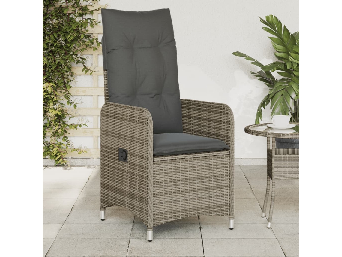 Sillas de jardín reclinables de 2 piezas DKD Home Decor con cojines de mimbre gris