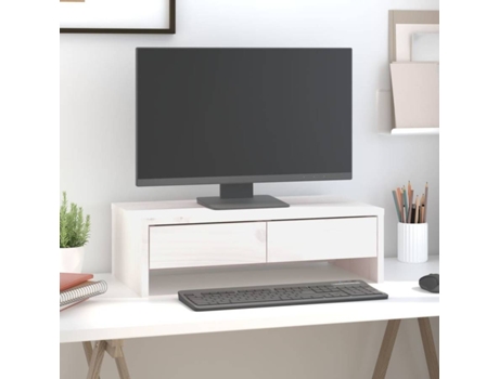 vidaXL Soporte de monitor madera maciza de pino blanco 50x27x15 cm