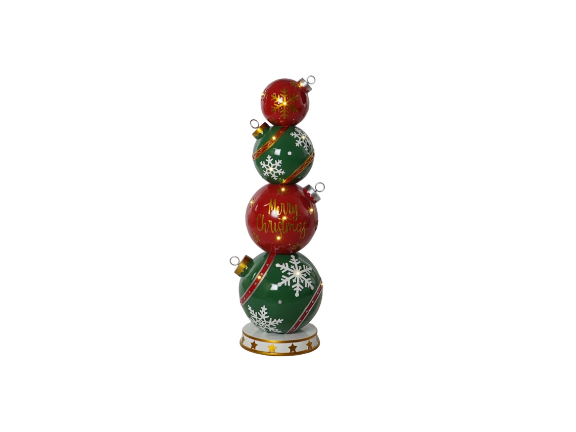 Figura Led Resina Bolas Rojo 35x35x108,5cm