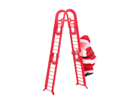 Adorno de ciervo con escalera navideña de doble escalera roja de NANA