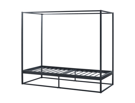 Cama con Dosel Kristianstad [ES.CASA] Metal Negro (206x95x180cm)