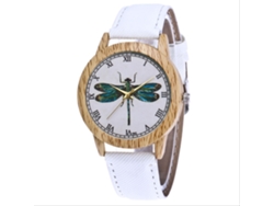 Reloj De Pareja Con Estampado De Libélulas En Aleación De Cuarzo Con Correa De Lona Blanca.