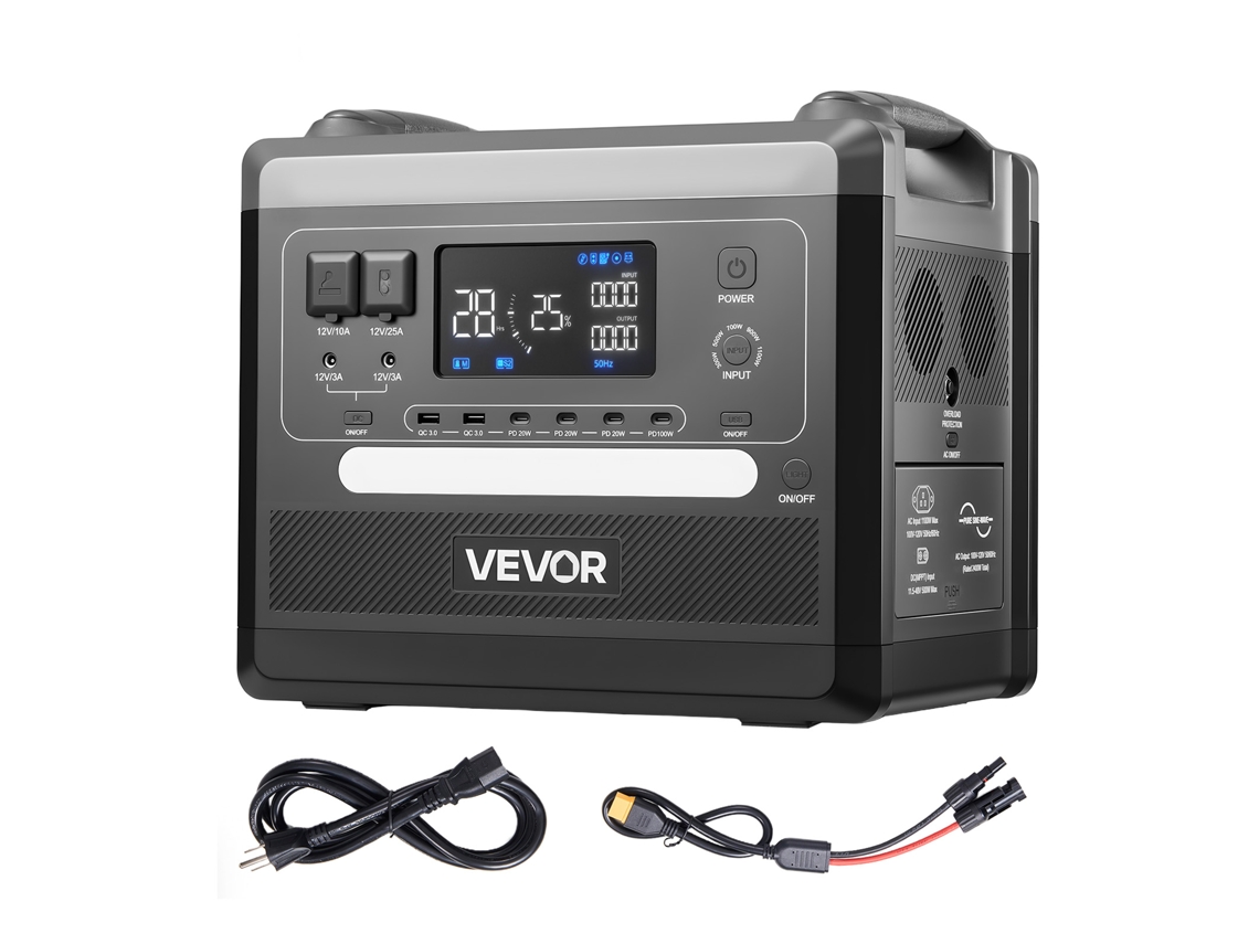 Generador portátil Vevor de 2160 Wh y 2400 W, con 10 puertos de salida, color negro
