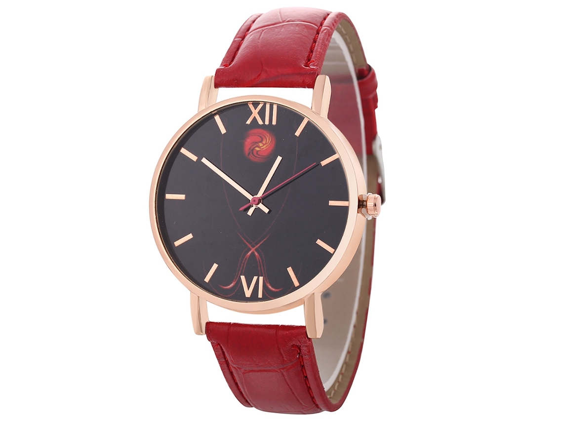 Reloj De Cuarzo Para Mujer Zhoulianfa T0139-z Con Correa De Cuero Rojo, Estilo Ejecutivo.