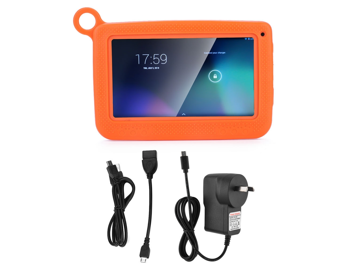 Tableta de 7 pulgadas con resolución 1026 x 600 y Bluetooth y wifi para el aprendizaje infantil, color naranja y dorado