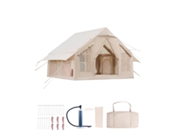 Tienda de campaña inflable de 3x3m para 6 personas con estructura de PVC, ventanas de malla y resistencia al viento Tekmaquinas