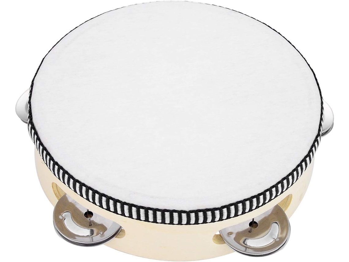 Cuich Pandereta de mano 10 pulgadas Abedul Metal Campana de mano Instrumento de percusión Color madera