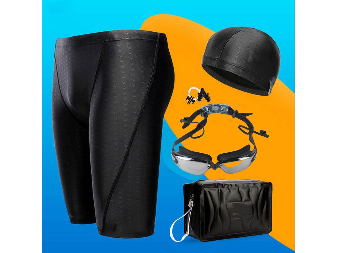 Omni-conjunto De Traje De Baño Elástico Transpirable, Gorro, Pinça Nasal, Tapones De Oído Com Bolsa Para Homem, Tamanho L