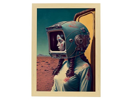 NACNIC Poster Casco De Tv En Estilo Surrealismo Cinematográfico Ilustraciones Y Grabados De Historieta Abstracta Y Artística A4 Marcos Madera