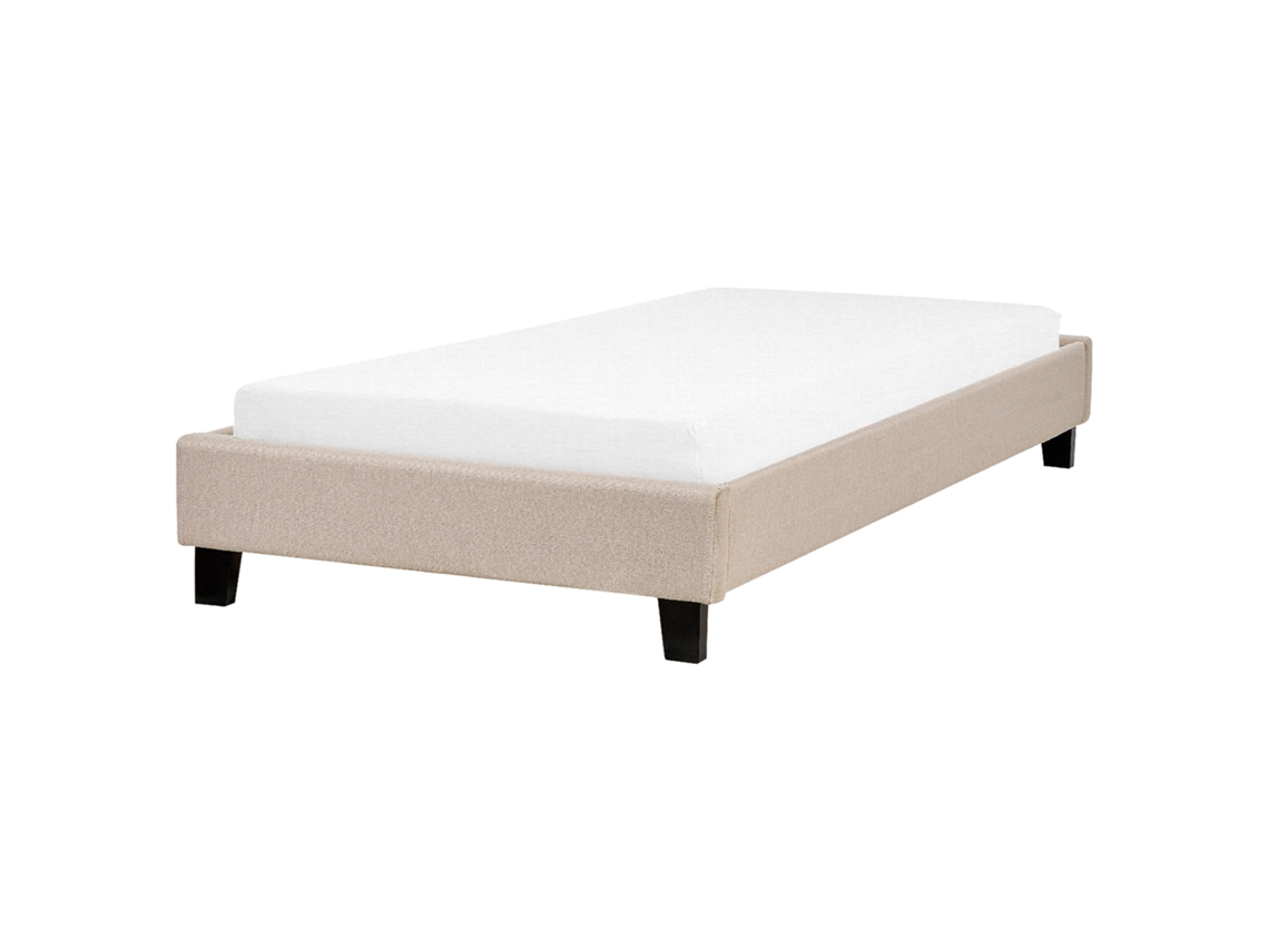 Cama con somier BELIANI Roanne de Poliéster Beige 99x211x29