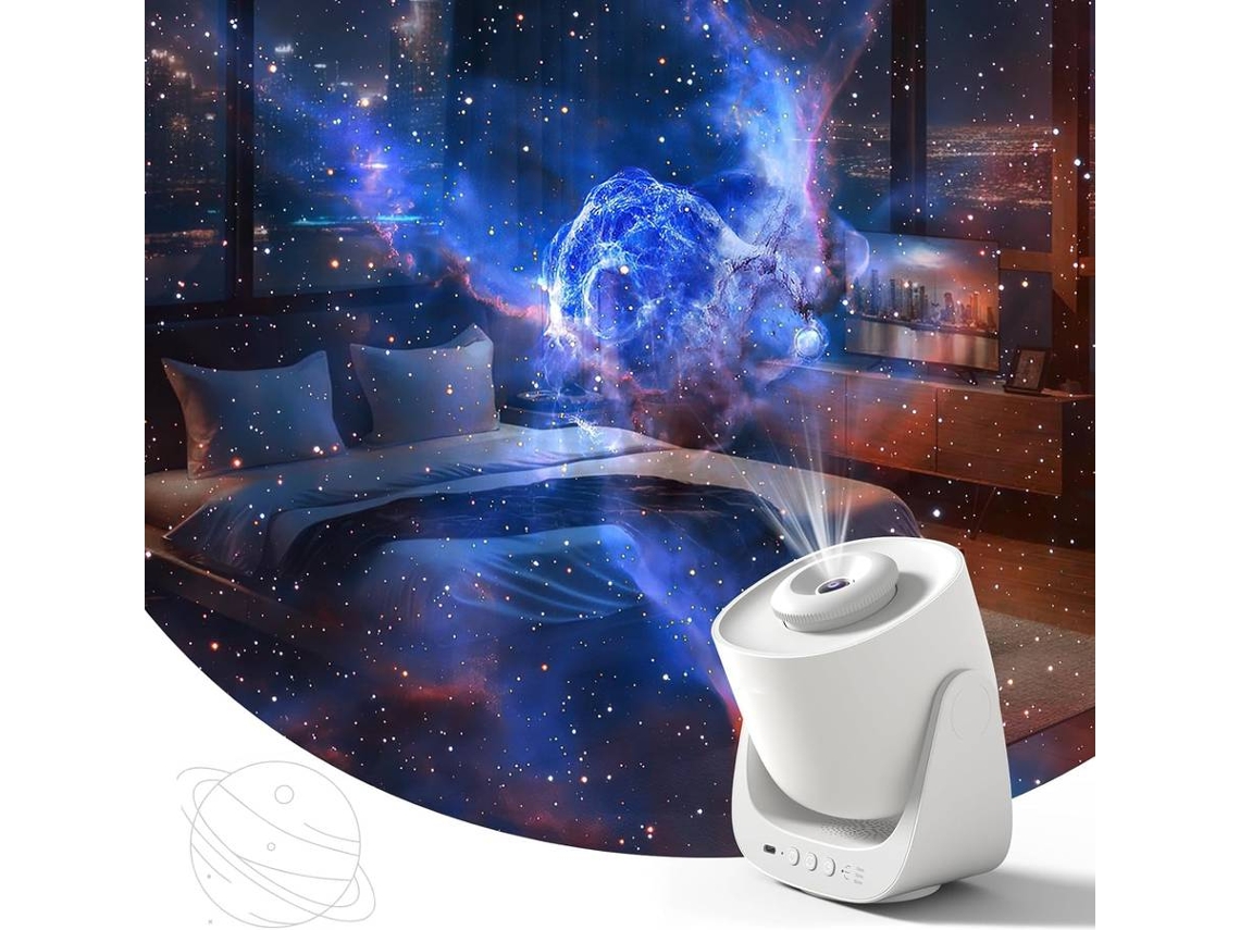 Proyector de estrellas, luz nocturna galáctica, proyector planetario para el hogar con batería recargable (blanco)