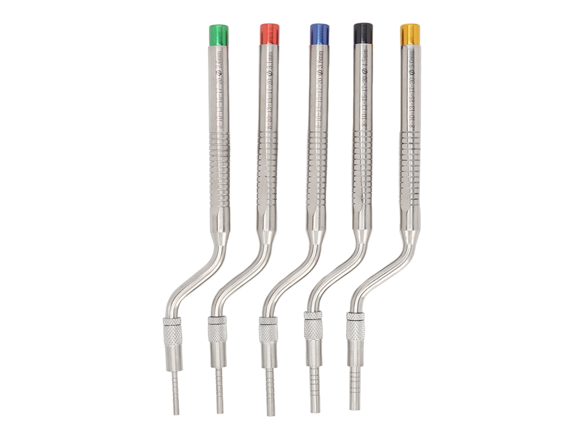 Osteótomo dental de acero inoxidable con punta cóncava, instrumento para implantes dentales, 5 piezas clínicas