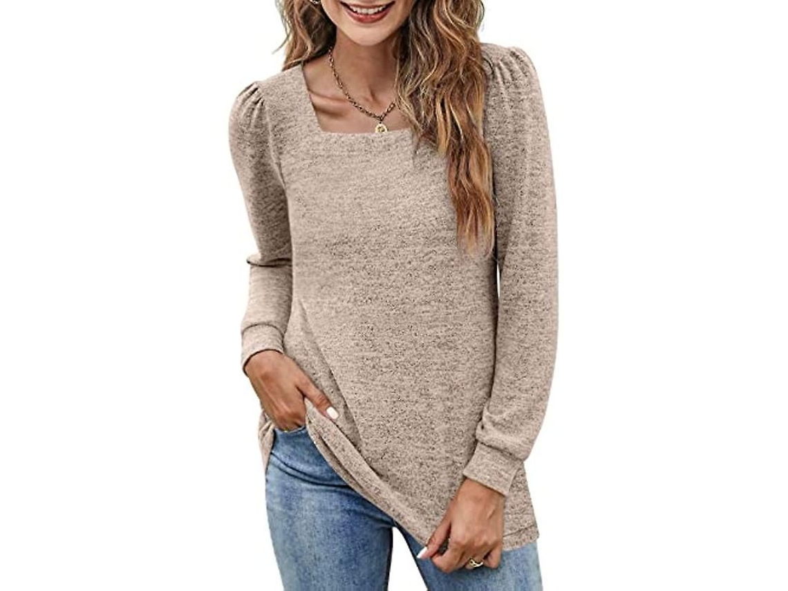 2026-blusas Casual Para Mujer Ilwhe Con Cuello Cuadrado Y Mangas Voluminosas Suéteres Ligeros De Invierno Y Otoño